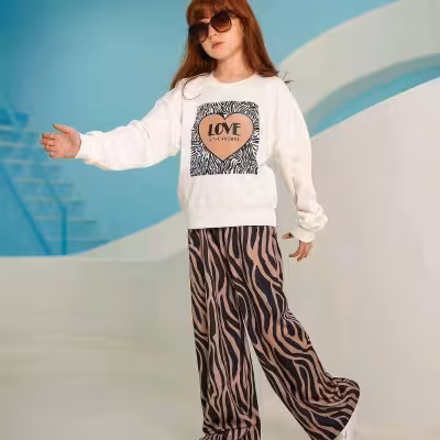 ست کراپ دورس دونخ اعلا و شلوار غواصی باکیفیت LOVE