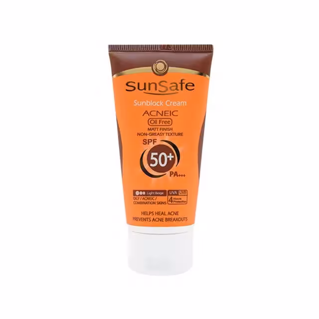ضدآفتاب فاقد چربی بژ روشن spf50 سان سیف