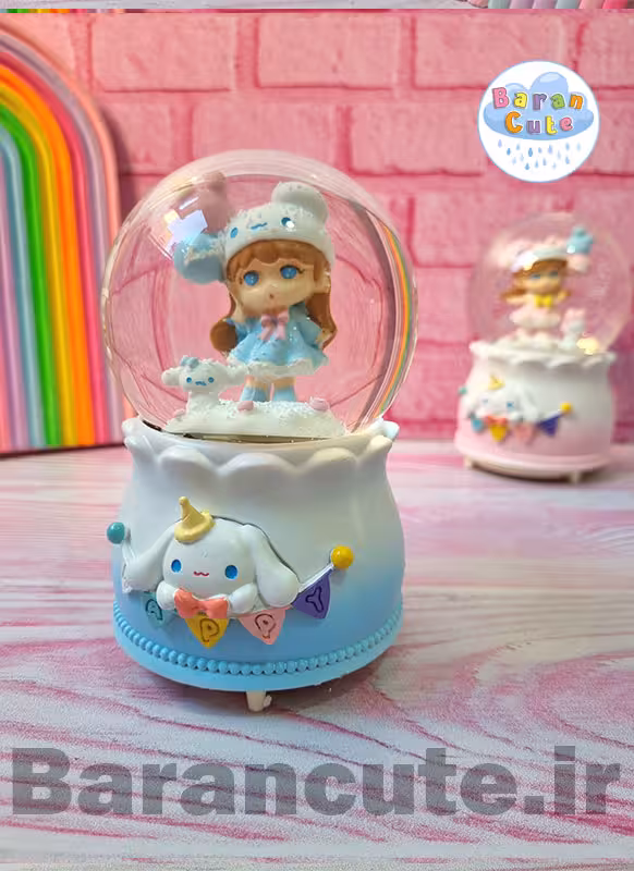 گوی موزیکال پمپی برفی چراغ دار سایز بزرگ طرح دختر سینامورول