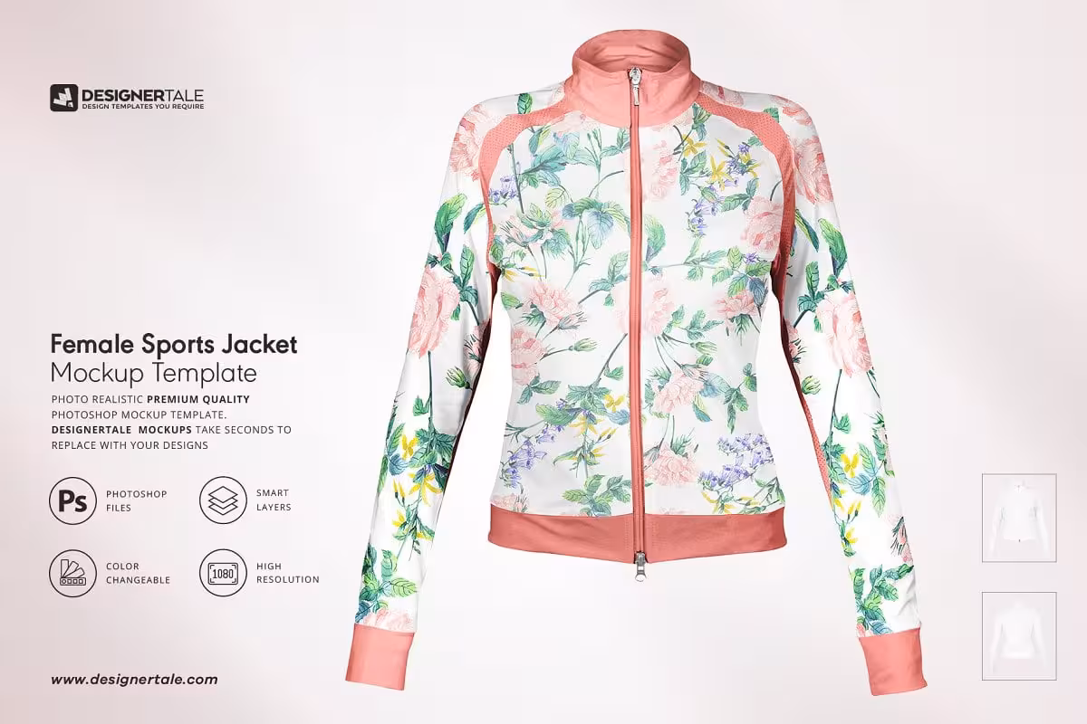 دانلود Female Fitness Jacket Mockup – ماک آپ گرمکن ورزشی زنانه