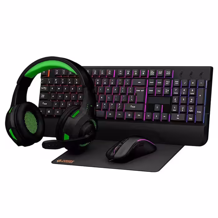 پک گیمینگ Porodo 4 in 1 شامل هدست ماوس پد ماوس کیبورد
