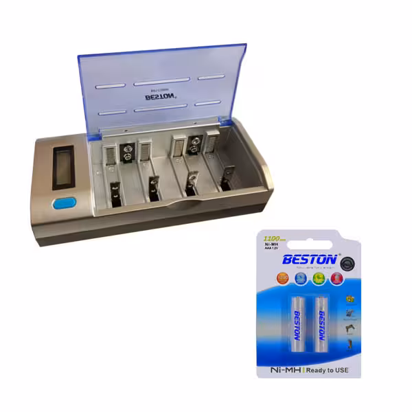 شارژر باتری بستون مدل BST-C906W به همراه باتری نیم‌قلمی 1100mAh