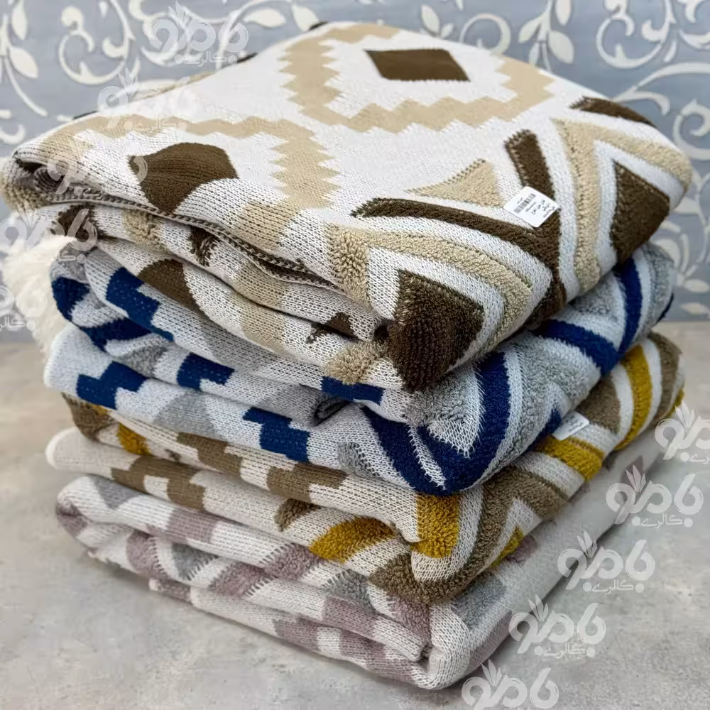 شال مبل طرحدار رنگی نخی 200*180