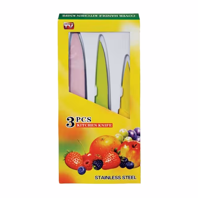 چاقو آشپزخانه طرح رنگی بسته 3 عددی کد 4518