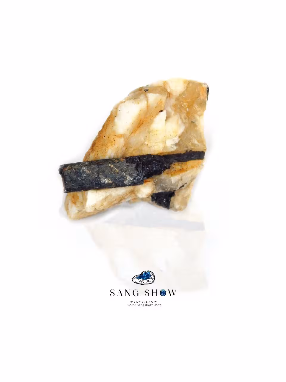 سنگ تورمالین سیاه (شورل) اصل و معدنی بر روی بستر نمونه ویژه S598