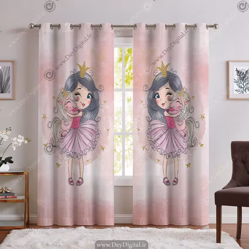 پرده اتاق دختر طرح عروسکی پرنسسی PK-6906