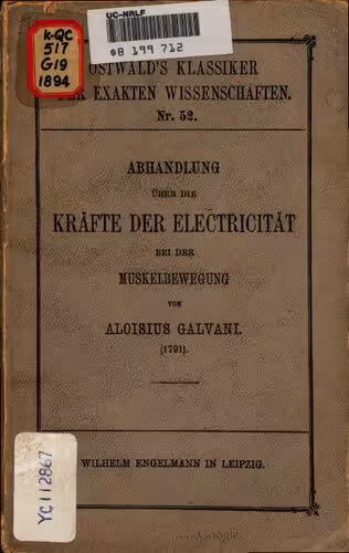 خرید و دانلود نسخه کامل کتاب Abhandlung über die Kräfte der Natur bei der Muskelbewegung (1791)
