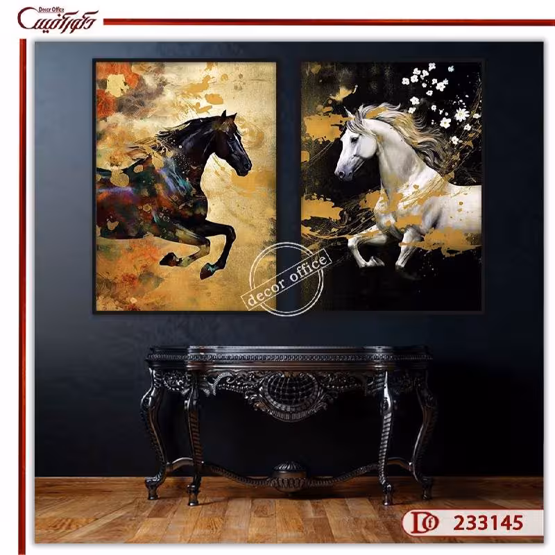 تابلو مدرن اسب طلایی - تلفیق انرژی و وقار  P233145