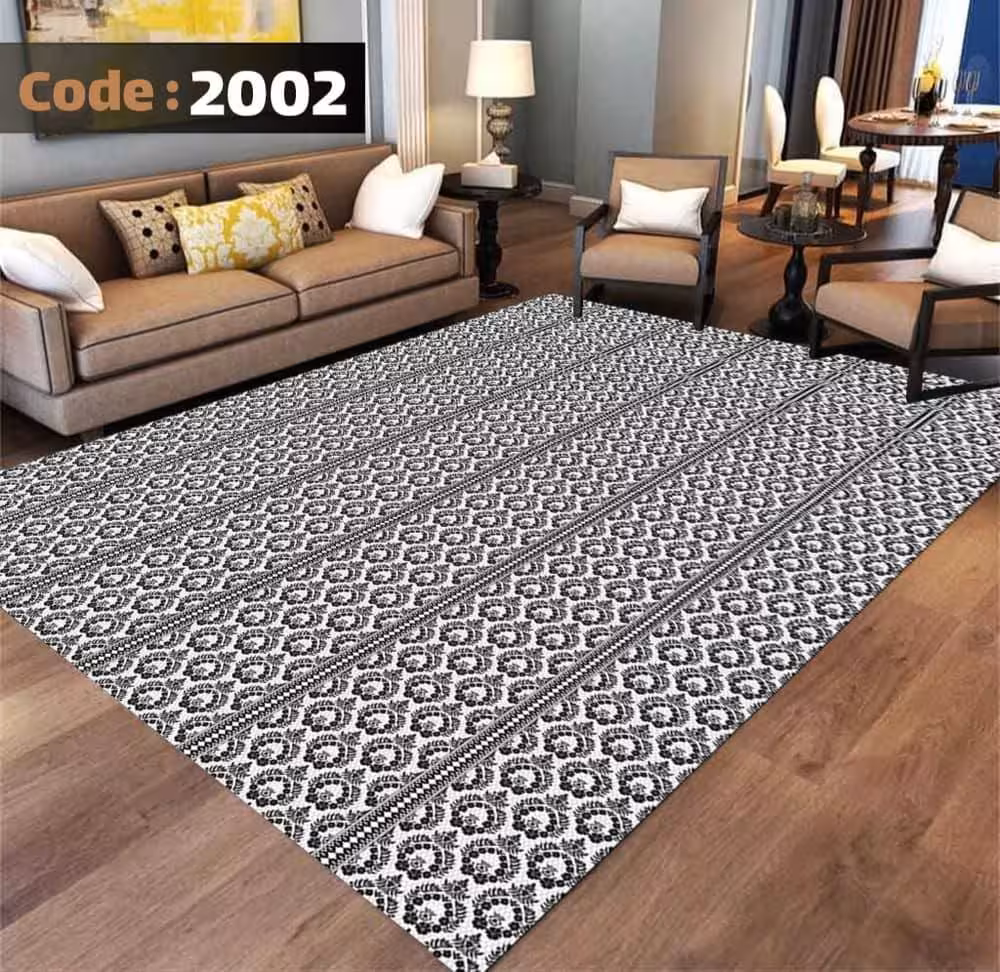 کاورفرش روفرشی دورکشدار گوشه لیفه ای طوسی کرم کد 2002