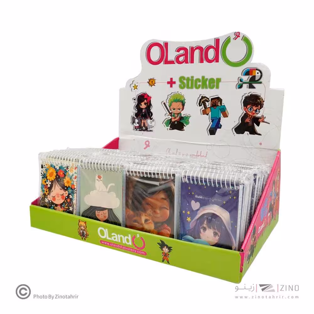 دفتر یادداشت 80 برگ فنری 12*8 با استیکر سری کیتی رز الند رگلام 48 عددی کد KTR80-0812