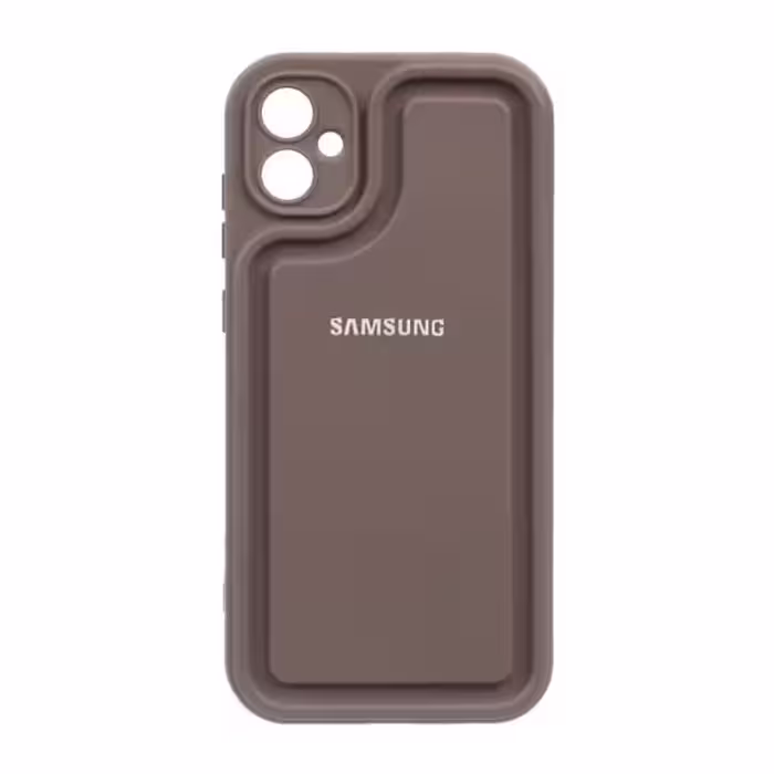 قاب Solid Case منحنی لوگو برجسته Samsung Galaxy A05 – قهوه ای-کد3966