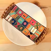 بشقاب گرد بزرگ طرح گلیم خشتی