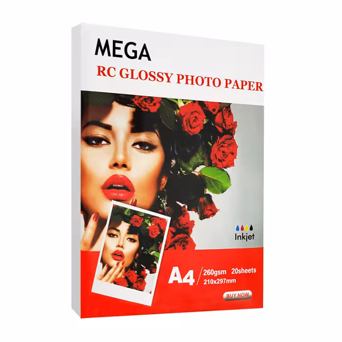 کاغذ فتو گلاسه براق 260 گرم A4 مگا 20 برگی