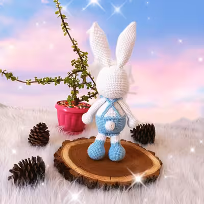 عروسک بافتنی مدل جغجغه طرح خرگوش  کد 30501 مجموعه 4 عددی