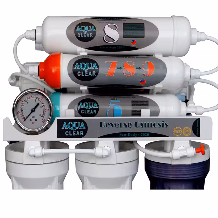 دستگاه تصفیه کننده آب آکوآ کلیر مدل NEW DESIGN2020-AFQ9 به همراه فیلتر مدل 002 مجموعه 4 عددی و کیت نشتی گیر