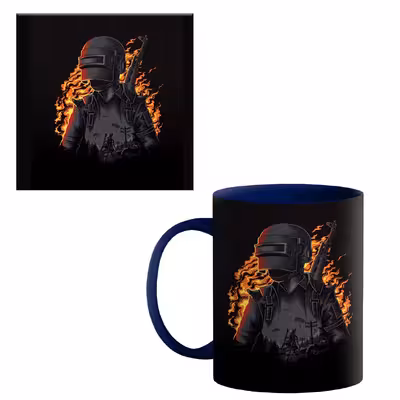 ماگ طرح پابجی کد 600 به همراه زیر لیوانی