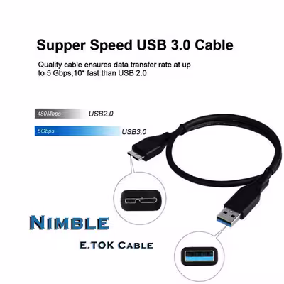 کابل هارد USB3.0 ایتوک مدل Nimble طول 0.3 متر
