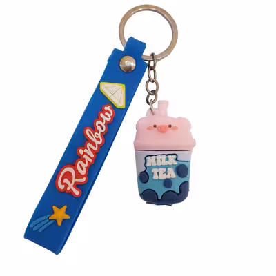 جاکلیدی مدل سیلیکونی طرح لیوان چای شیری و سر خوک کد DB20