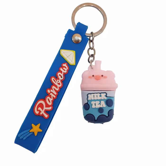 جاکلیدی مدل سیلیکونی طرح لیوان چای شیری و سر خوک کد DB20