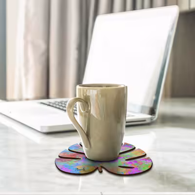 زیر لیوانی لوکسینو مدل برگ هاوایی طرح آبرنگی مجموعه 6 عددی