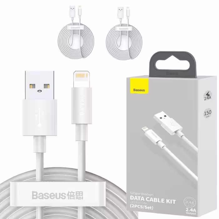 کابل تبدیل USB به لایتنینگ باسئوس مدل Simple Wisdom طول 1.5 متر