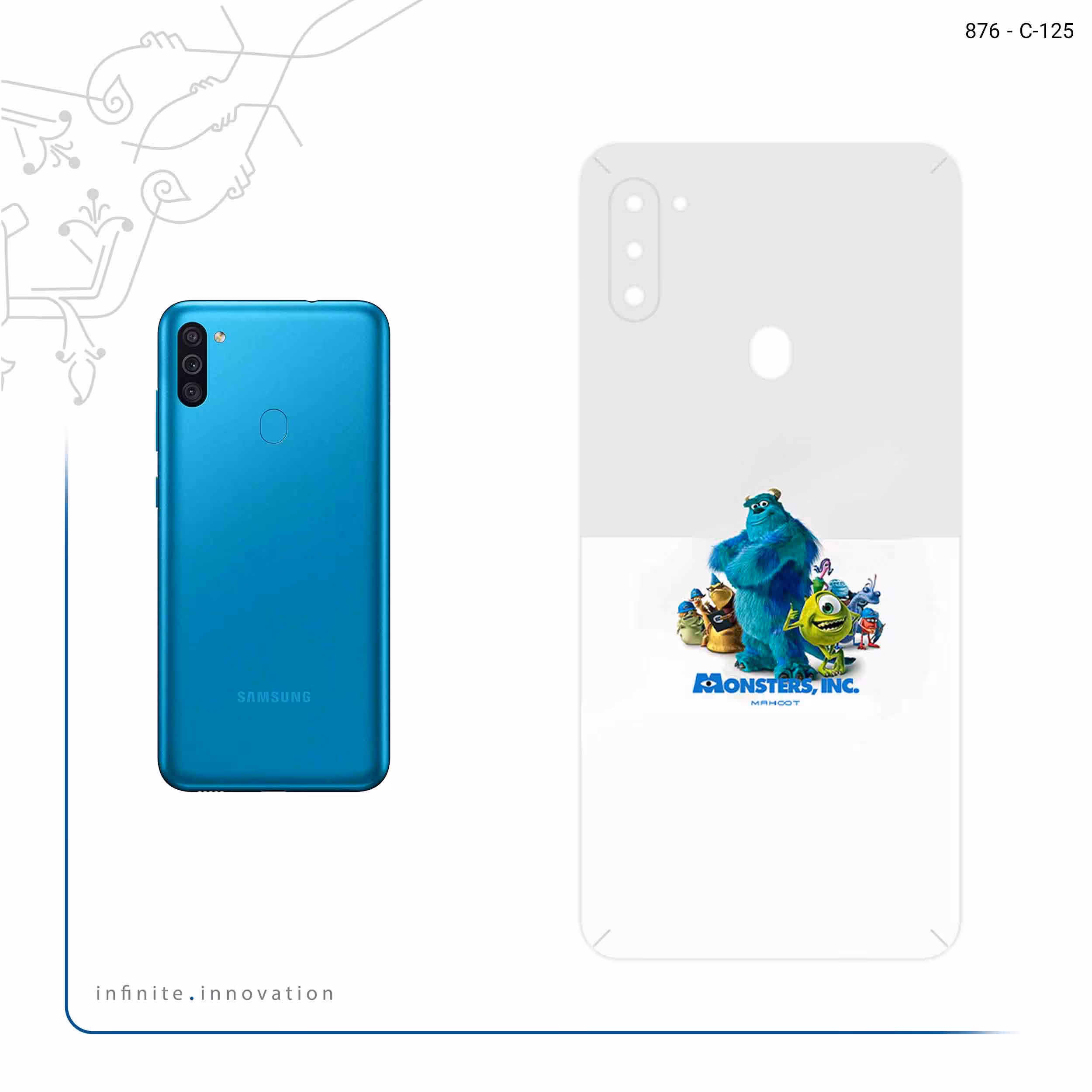 برچسب پوششی ماهوت مدل Monsters Inc مناسب برای گوشی موبایل سامسونگ Galaxy M11