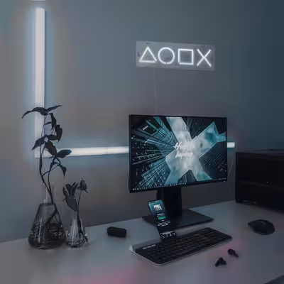 چراغ دیواری نئون دیزاین طرح Ps-Keys-GL_WHT