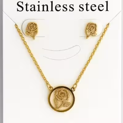 نیم ست استیل طرح گل رز