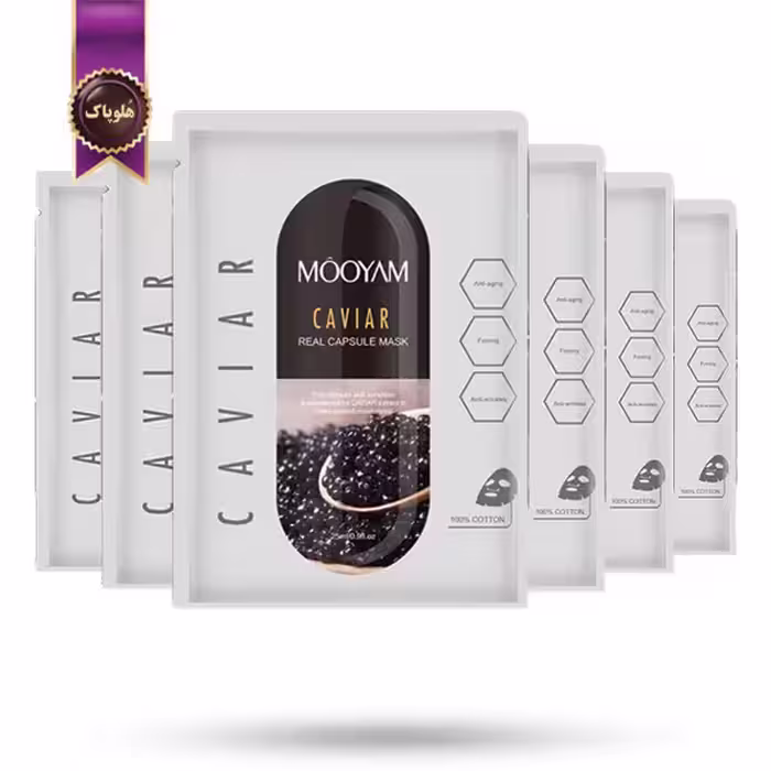 6 عدد ماسک صورت ورقه‌ ای مویام MOOYAM مدل خاویار Caviar پک 1 عددی (اورجینال)