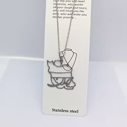 گردنبند استیل ایران نقره ای کد178