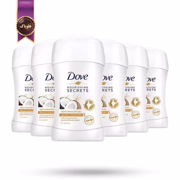 6 عدد مام استیک ضدتعریق داو Dove مدل عصاره نارگیل و یاسمن Nourishing Secrets حجم 40 میلی لیتر (اورجینال)