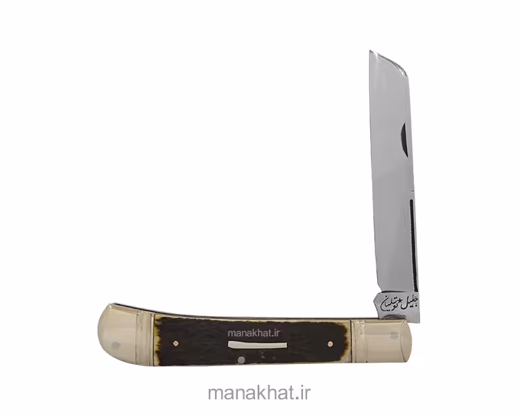 خیزران تراش تک تیغ دسته شاخ 13 سانت پلاک دار استاد جلیل توسلیان