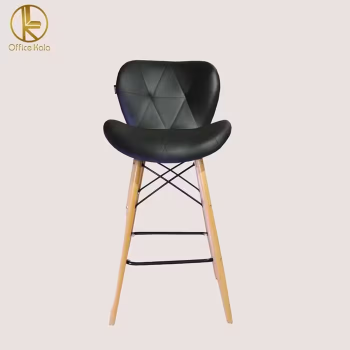 صندلی مدل زین اسبی، با پایه بلند و چوبی، طراحی ارگونومیک برای راحتی بیشتر، مناسب برای میزهای کانتر و فضاهای مدرن.