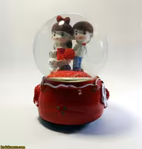 گوی موزیکال برفی (گوی موزیکال دختروپسر خرگوش بغل) سایز بزرگ