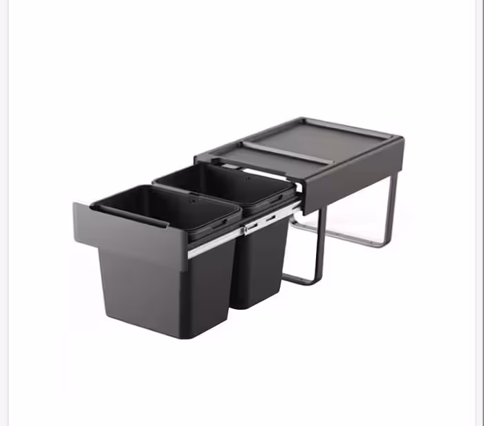 سطل دو قلو ریلی زیر سینک آرامبند حجم 52 لیتری دارای براکت 9206ملونی کد 9196