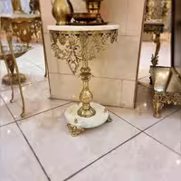 میز تلفن برنزی پایه سنگی تاجدار با رنگ ثابت