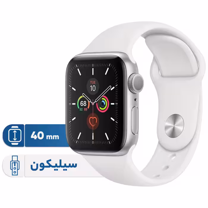 ساعت هوشمند اپل واچ سری 5 مدل 40mm Aluminum Case With Black Sport Silicon Band - کالاوما