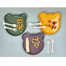 بشقاب و قاشق چنگال کودک طرح خرس