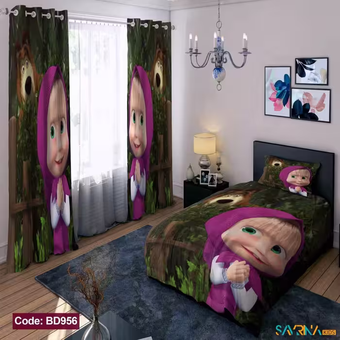 ست اتاق خواب دخترانه طرح ماشا و میشا کد BD956