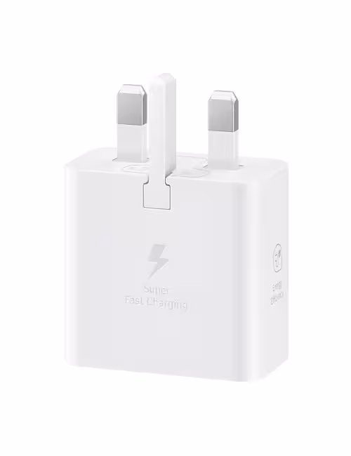 شارژر دیواری سوپر فست سامسونگ 3 پین 25 وات Type-C سفید