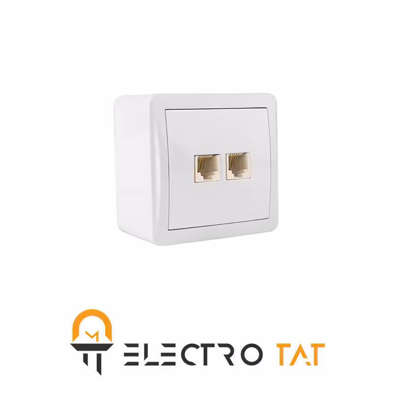 پریز تلفن دو سوکت روکار شهاب پارت الکتریک