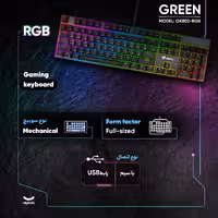 کیبورد گیمینگ گرین مدل GK802-RGB، مکانیکال سوییچ آبی، Full-Size، نورپردازی RGB