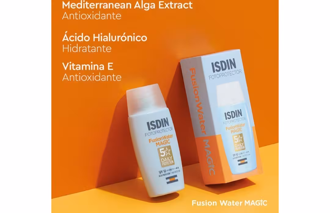 ضد آفتاب بدون رنگ ایزدین SPF 50 مدل Fusion Water Magic ‌مناسب انواع پوست حجم 50 میلی‌لیتر