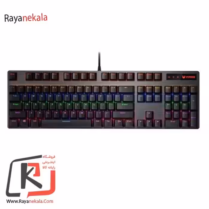 کیبورد مخصوص بازی مکانیکی رپو مدل V500PRO، مکانیکال سوییچ آبی، Full size، نورپردازی RGB