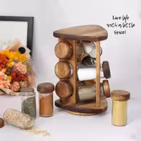 جا ادویه مثلثی 9تایی گردان چوب آکاسیا (رنگ تیره ) کد 99096 از برند لونا رابروود