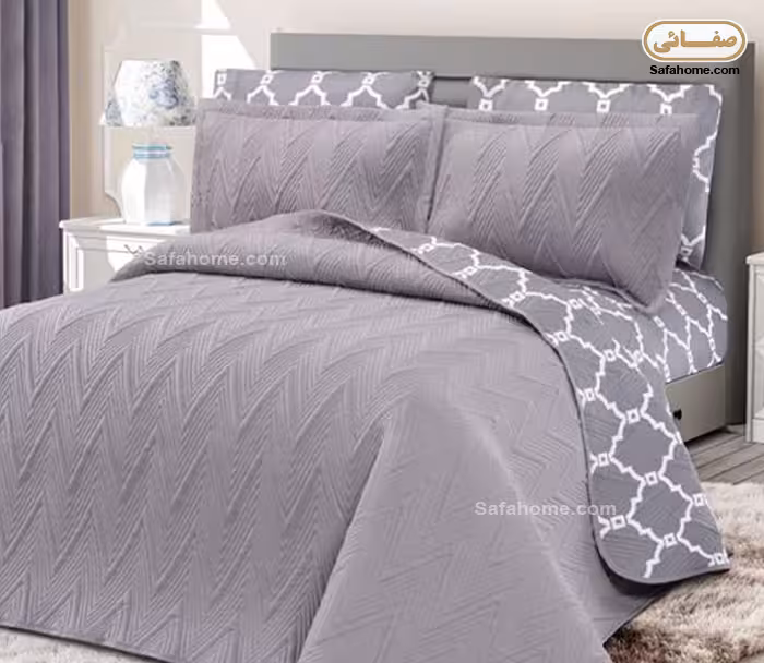 روتختی یک نفره پنبه دوزی 4 تکه طوسی تیره