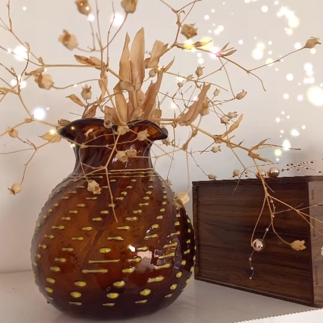 گلدان توپی شیشه ای رنگی 