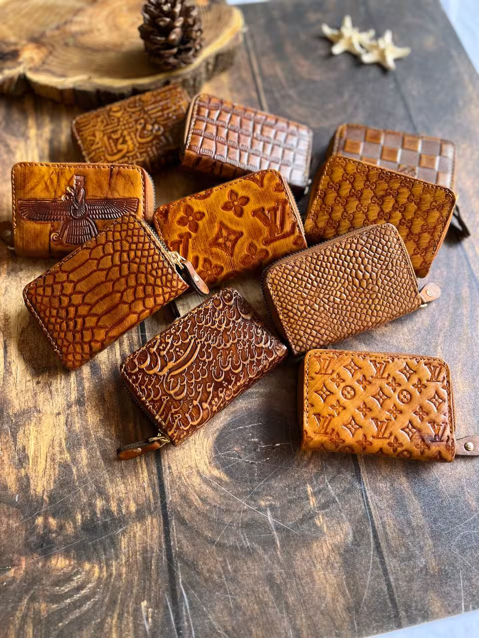 جاکارتی آکاردئونی دست رنگ چرم طبیعی