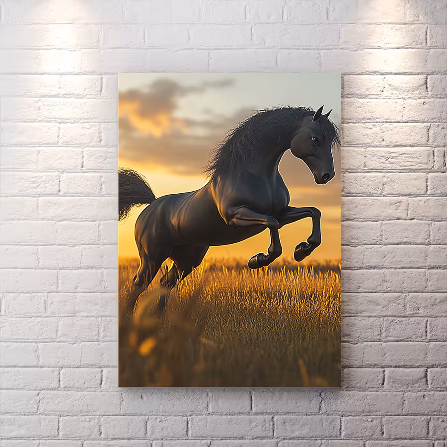 تابلو شاسی مدرن طرح اسب وحشی مشکی HQs-3354