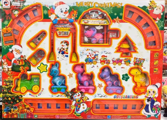 قطار حیوانات واگنی موزیکال حرکتی چراغدار